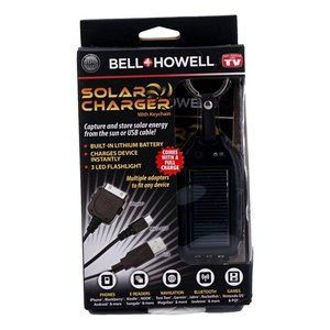 Bell & Howell Solar Charger Keychain 8791XL Black IPhone Micro-USB USB New